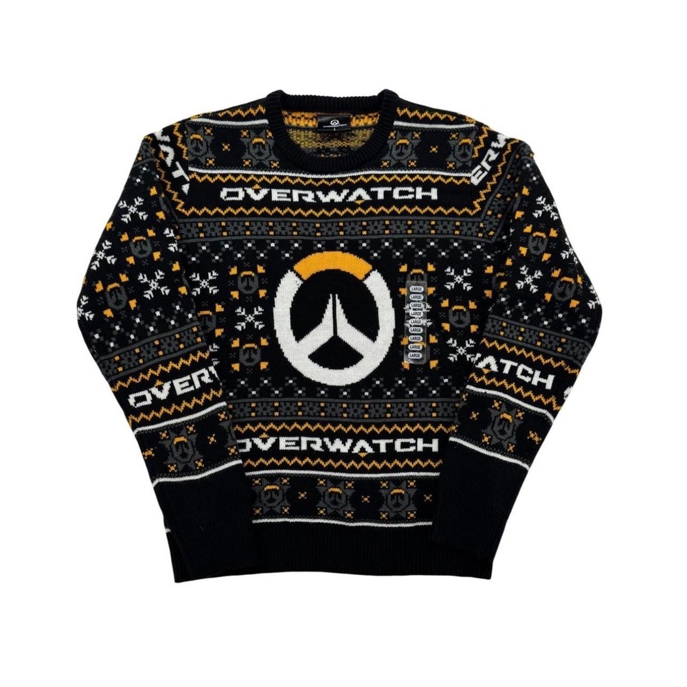 NWOT Overwatch Sweater Mens Large Black Gold New Holiday Gaming Pullover